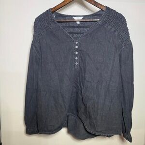 Black Chalk Long Sleeve Henley Top Size XL 100% Cotton Grunge Emo Punk Spring